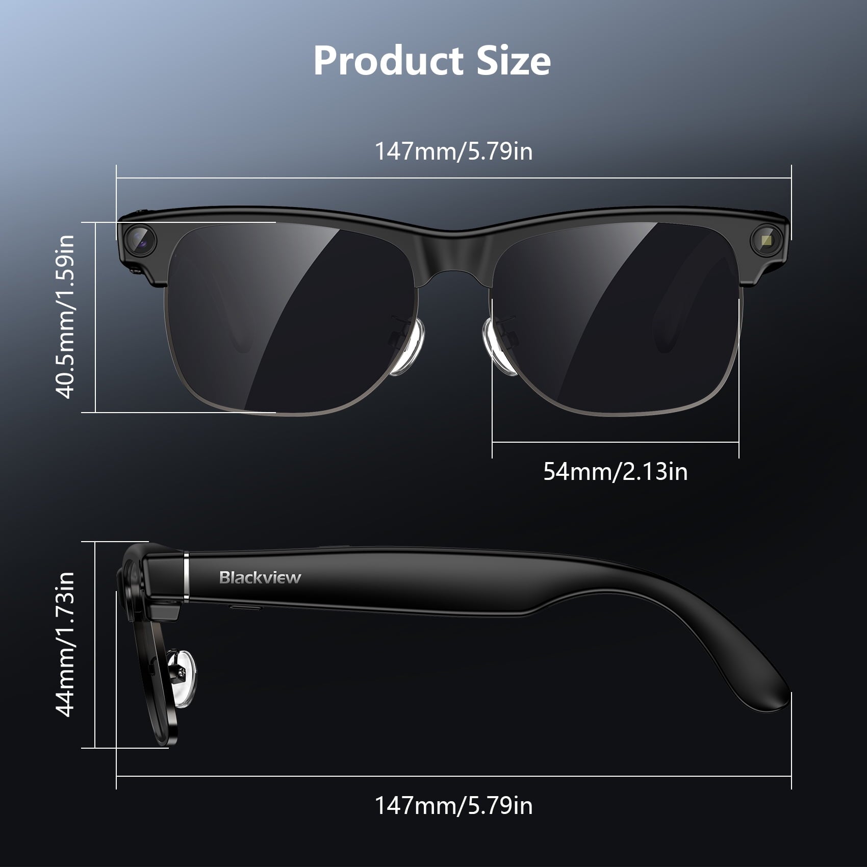 BLACKVIEW AI Camera Smart Sunglasses for Travel and Driving, 1200P Video Recording, Real-Time Translation, Open-Ear Audio, Polarized Lens