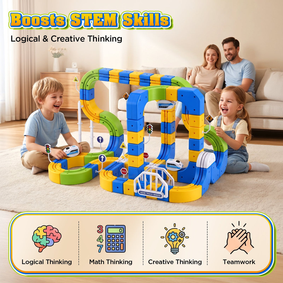 Doulami Electric Train Set, Magnetic Motorized Rail Track Building Toy ,Car Track for Toddlers,Gravity-Defying 3D Embedded Layouts & Motorized Car,STEM Learning Toy Gift for Toddlers Birthday for Kid
