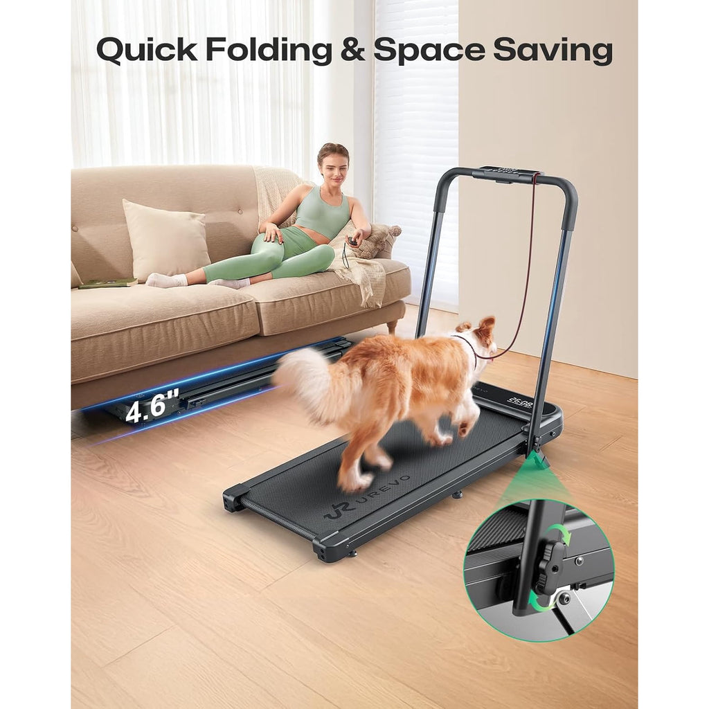 UREVO Strol 2E Pro Smart Walking Pad Treadmill with APP, 12% Incline, Compact Walking Pad with Safety Handle, Plug & Play, Desk Treadmill with LED Display, Walking & Running for Home Office